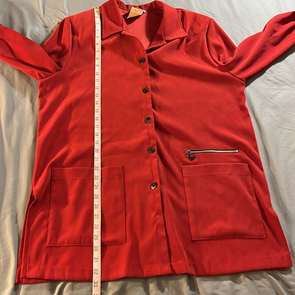 Vintage Red Shacket Velvety Jacket - Picture 6 of 9